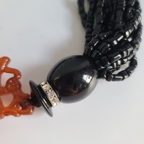 Chunky Fiocchi Italy choker necklace Totem Figure Angela Caputi 1980s Orange - Picture 4 of 9